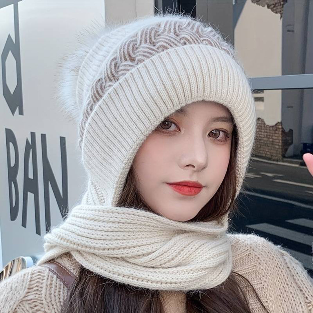 Accesorios de moda para mujer: set de gorro y bufanda cálidos, diseño versátil y chic, ideal para el frío del invierno.