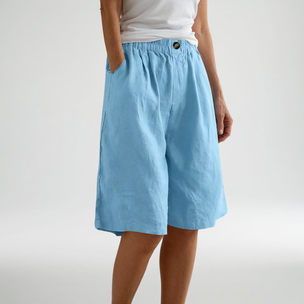 Pantalones cortos de mujer cómodos con cintura elástica, perfectos para un verano casual y fresco.