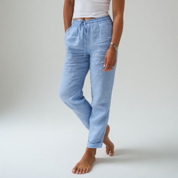 Pantalón fluido de algodón para mujer, cómodo y holgado, ideal para un estilo casual de verano.