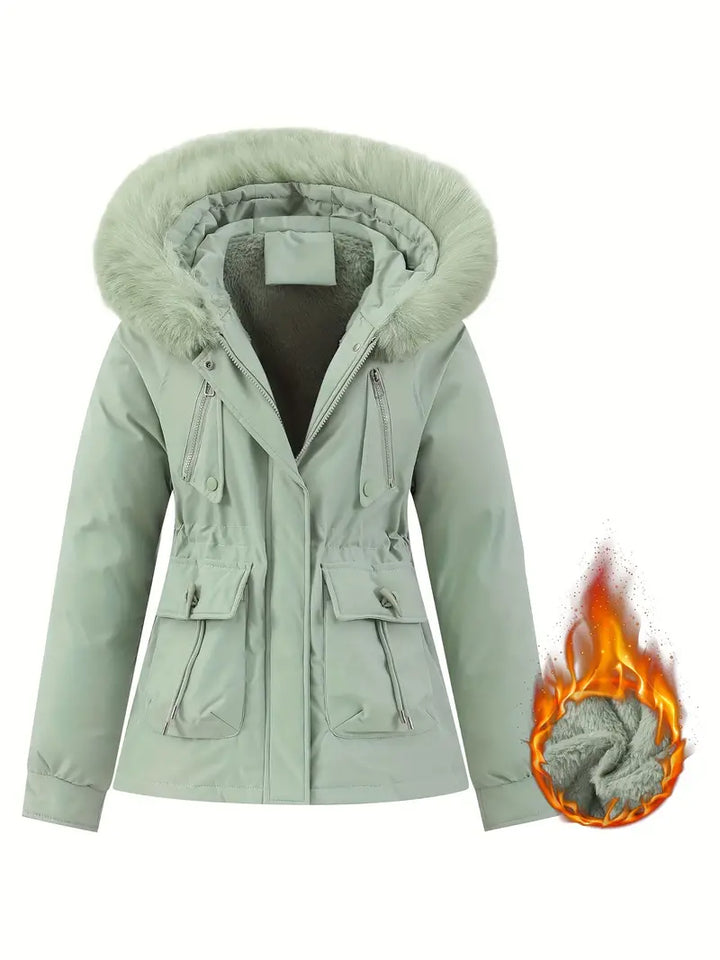 Prenda de vestir de invierno: chaqueta mujer casual para confort. Abrigo cálido y versátil con cuello desmontable, en tendencia.