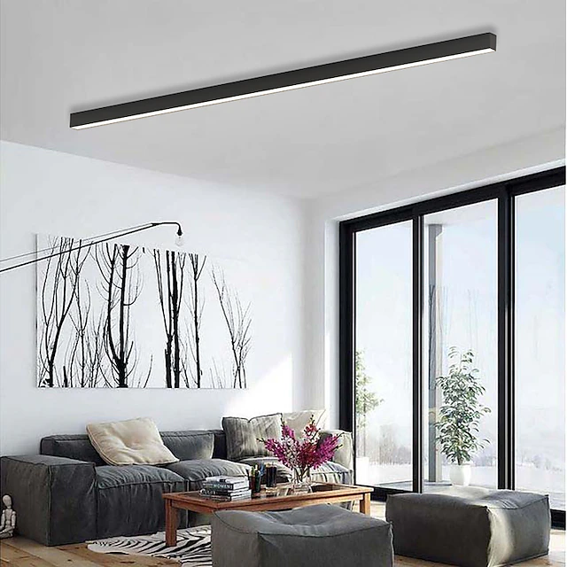 Iluminación LED lineal moderna, 3 colores. Luz colgante para cocinas y oficinas con estilo.