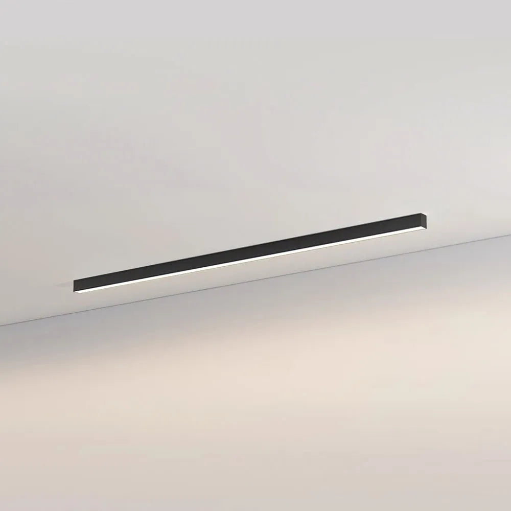 Luminaria LED lineal minimalista, 3 colores. Luz colgante regulable para diseño interior de pasillo o cocina.