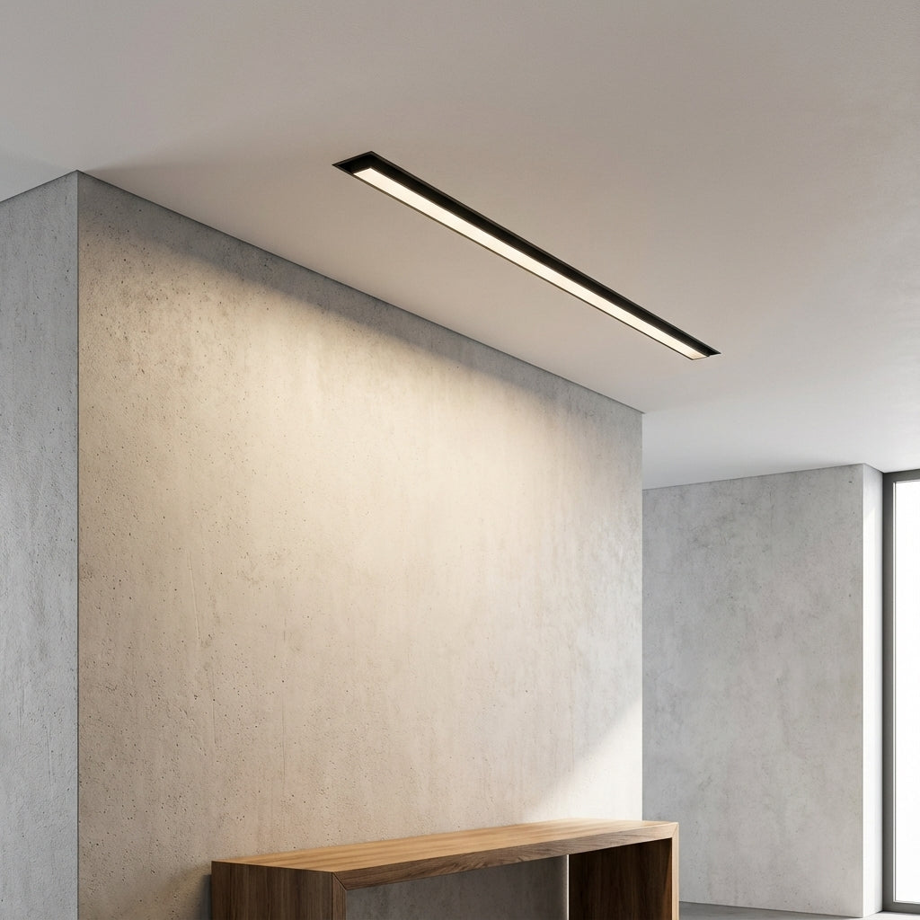Luz LED lineal moderna, colgante o empotrada. Iluminación de techo con 3 tonos, ideal para cocina y oficina.