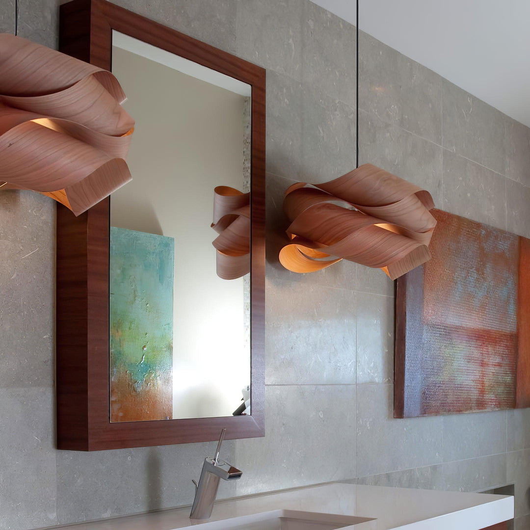 Lámpara de techo de madera, diseño cálido y moderno para cocina, ideal luz ambiental.