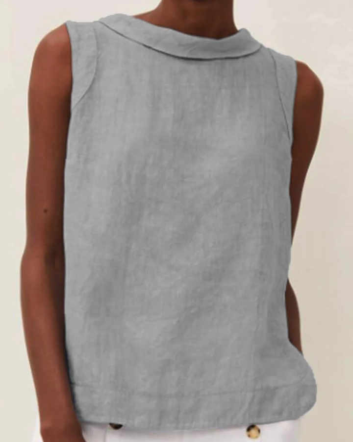 Blusa de lino transpirable para mujer, manga corta. Fresca y cómoda para días cálidos.