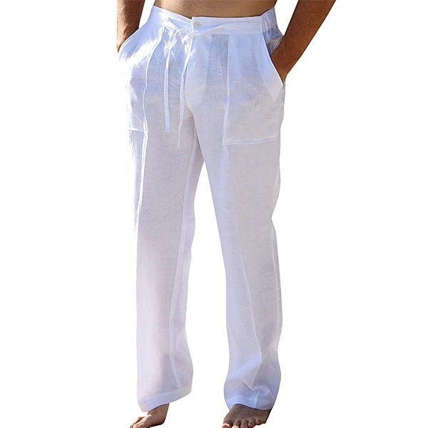Elegante pantalón casual de hombre, ligero, con pliegues, perfecto para el verano.