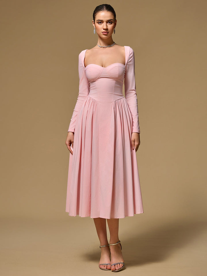Vestido para mujer con lazo trasero, manga larga y corte línea A. Imprescindible.
