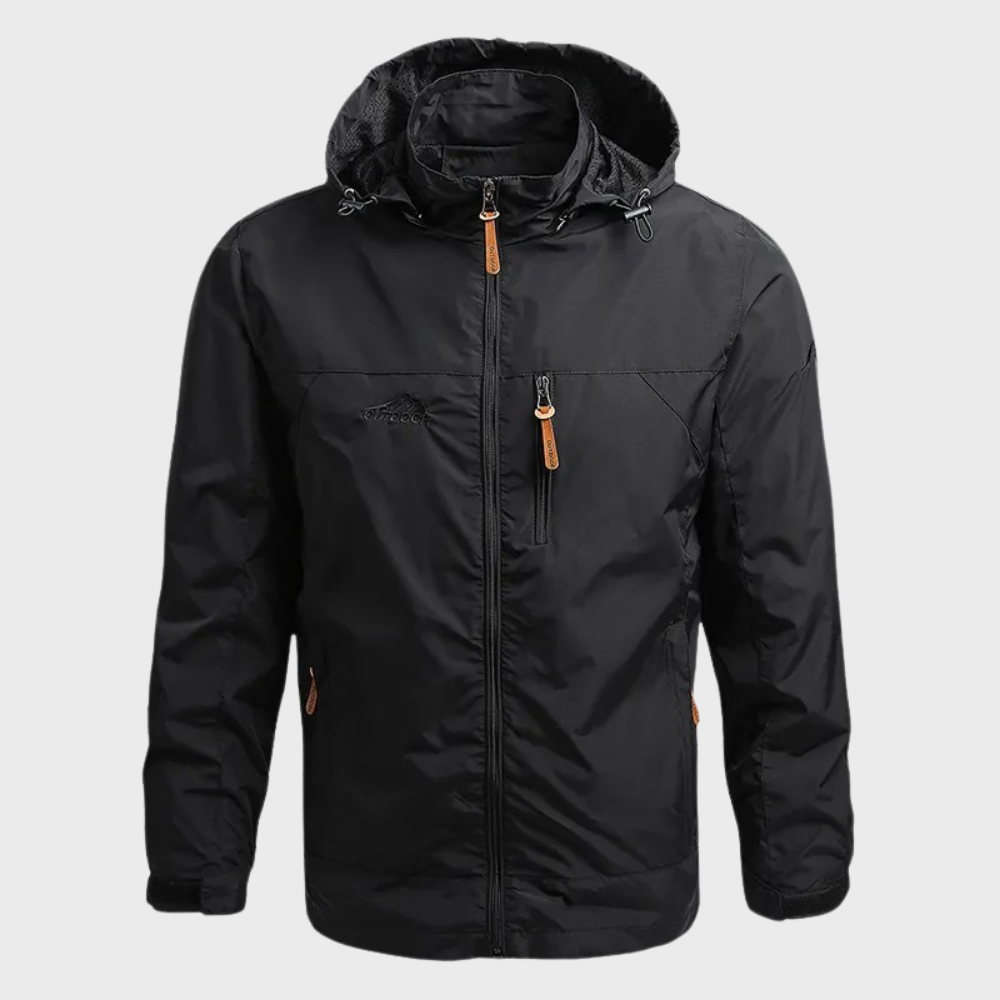 Chaqueta impermeable de hombre con cuello alto, ideal para invierno y lluvia. Abrigo casual de moda masculina.