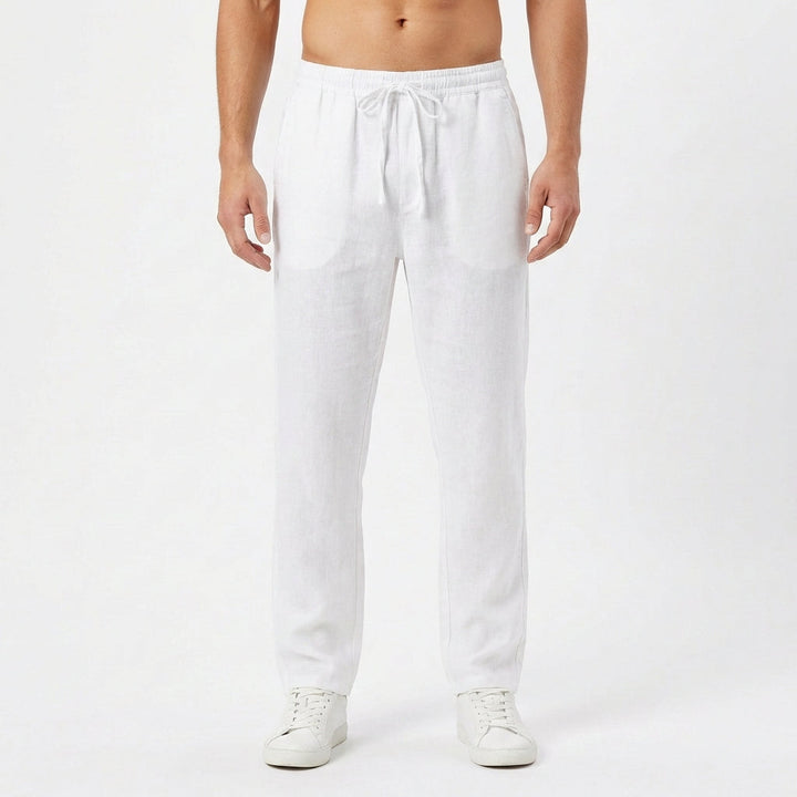 Pantalón de lino transpirable para hombre, perfecto para el verano, estilo casual y relajado.