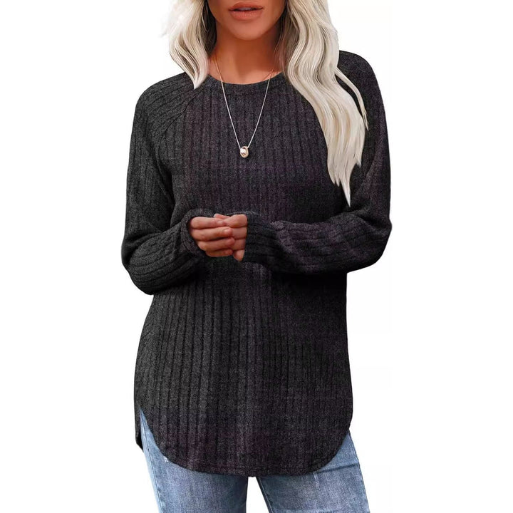 Jersey de mujer manga larga acanalado. Moda de otoño-invierno, estilo casual y versátil. Perfecta prenda top.