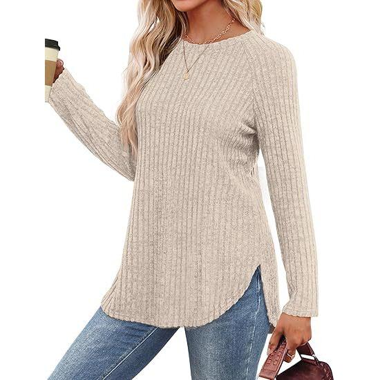 Top jersey mujer acanalado de manga larga. Prenda cómoda y versátil, perfecta para múltiples estilos en otoño-invierno.