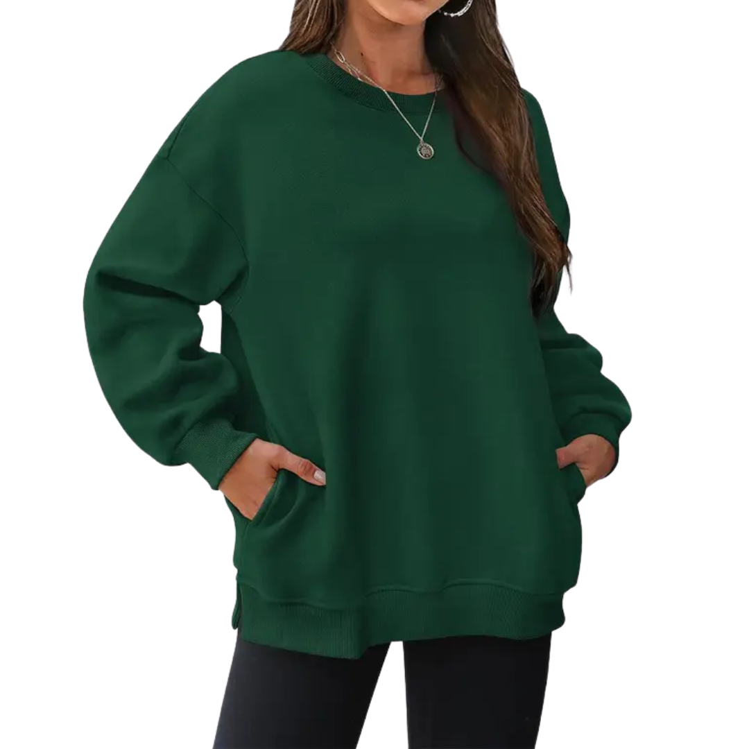 Sudadera oversize mujer, manga larga y bolsillos. Prenda casual, cómoda y de moda.