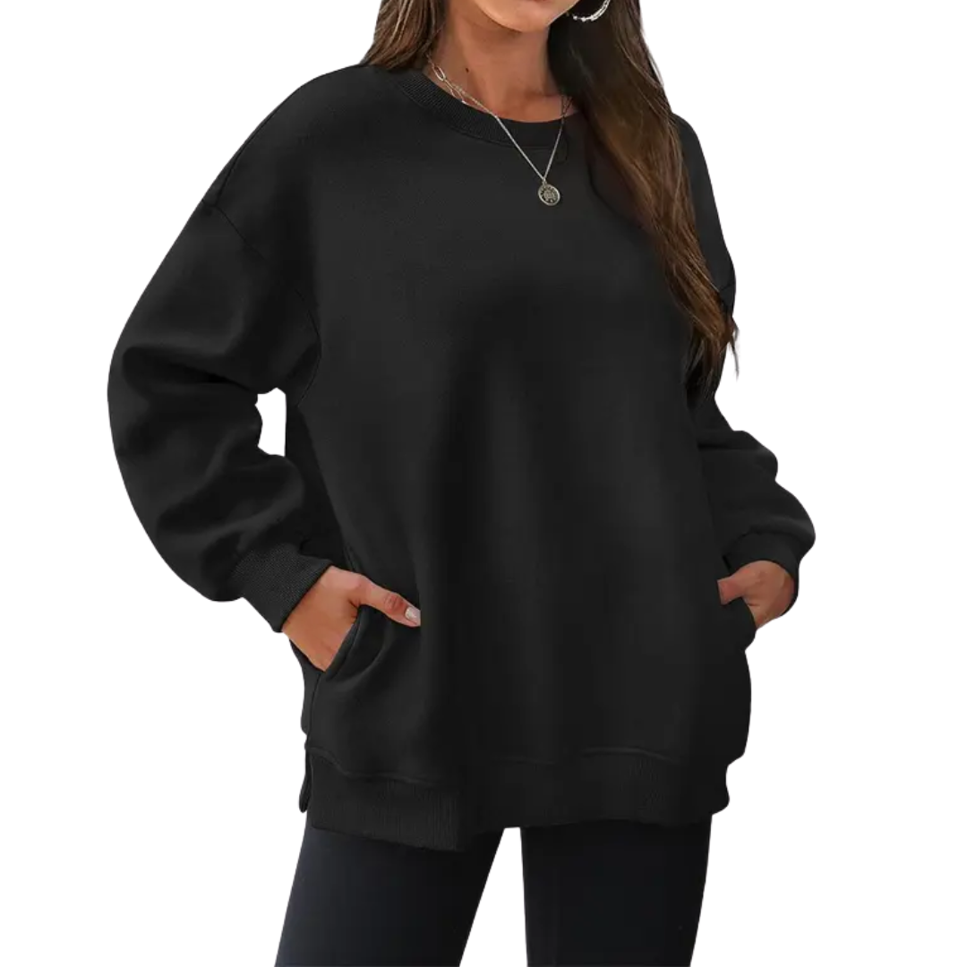 Sudadera confortable para mujer, oversize, con bolsillos y manga larga. Diseño casual y práctico.