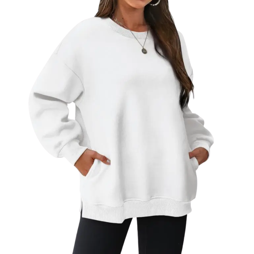 Sudadera de mujer oversize, casual, con bolsillos frontales y manga larga. Comodidad diaria garantizada.