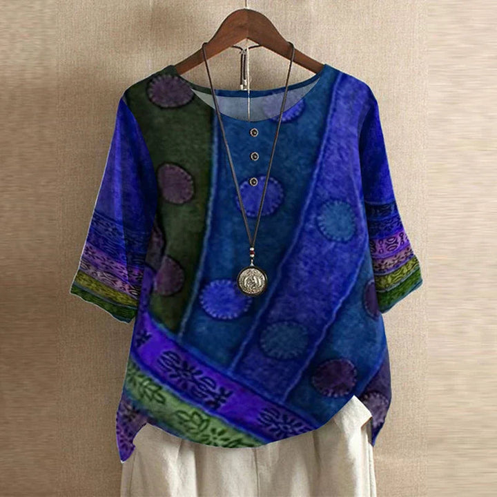 Blusa floral para mujer, estilo vintage casual o elegante. Ajuste relajado, ideal para primavera y verano.
