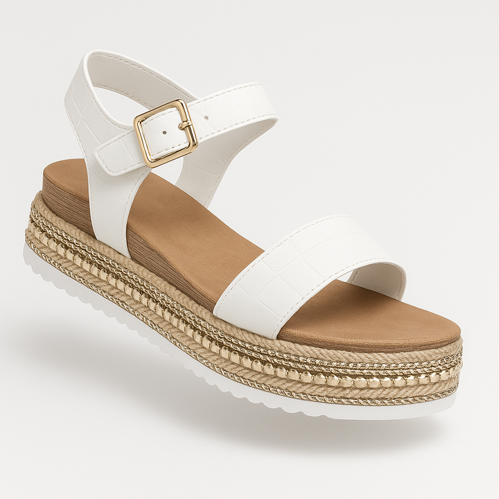 Sandalias ortopédicas cómodas para mujer con soporte y correa de tobillo, ideales para uso diario y playa en verano.