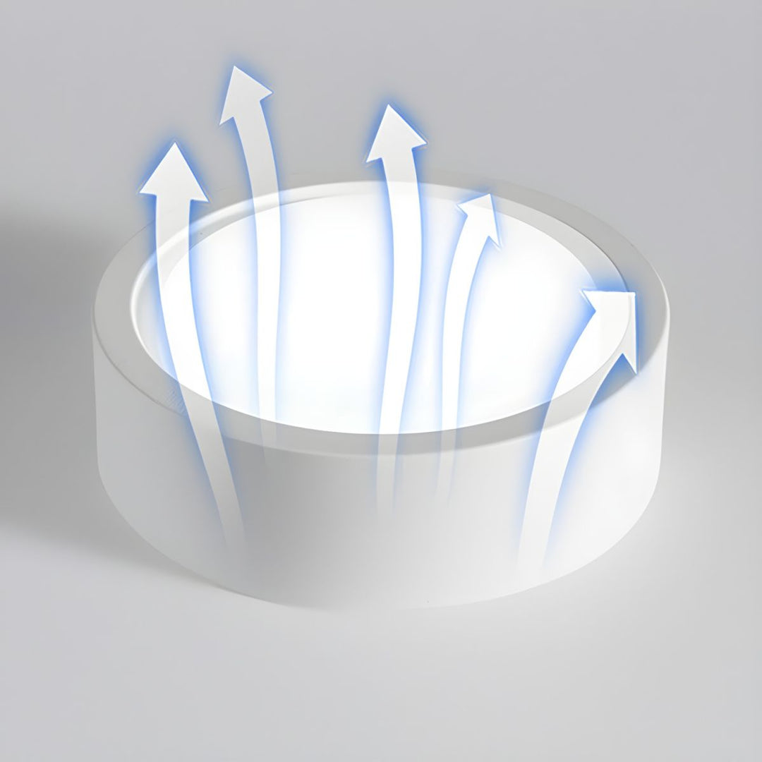 Moderna lámpara de techo LED redonda, diseño plano para montaje en superficie.