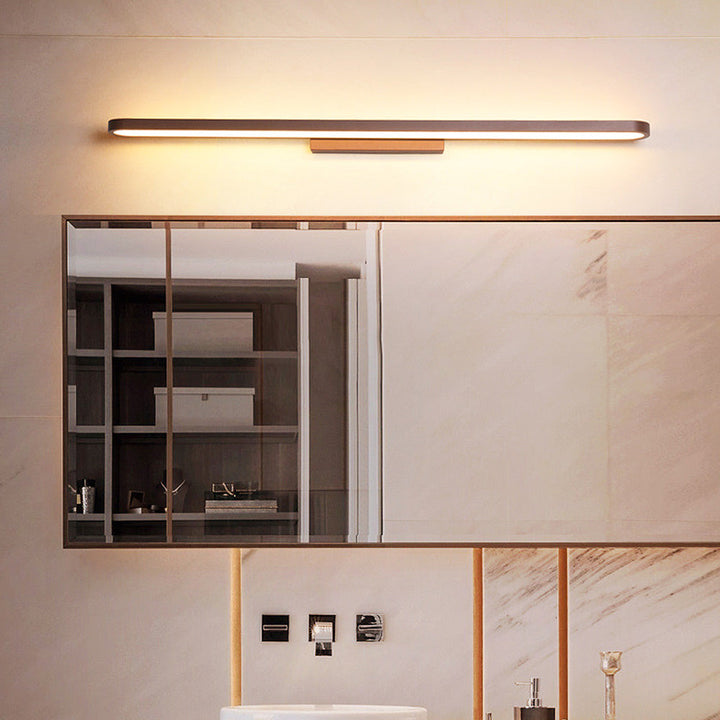 Iluminación de baño LED moderna, diseño contemporáneo. Luz uniforme y elegante para un ambiente sofisticado.