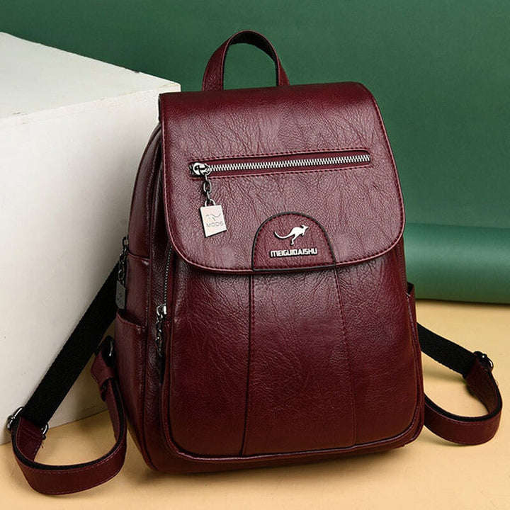 Mochila de cuero premium para mujer, elegante y funcional, ideal para oficina o viaje, estilo casual de lujo.