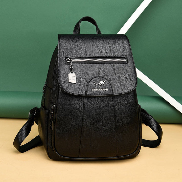 Mochila femenina de cuero, accesorio de lujo para mujer, con gran organización, ideal para uso diario o viaje.