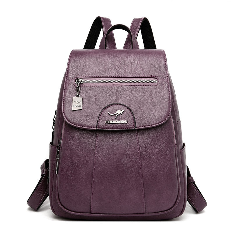 Mochila elegante para mujer, de cuero premium, perfecta para la oficina, viajes y uso casual con organización.
