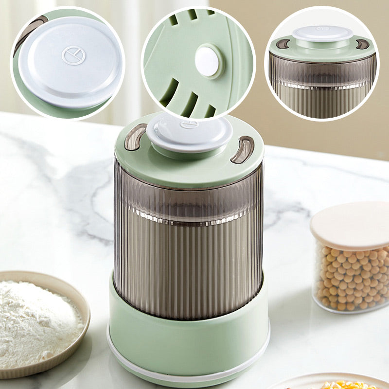 Molinillo de cocina eléctrico para moler especias, café y granos. Diseño compacto y moderno.
