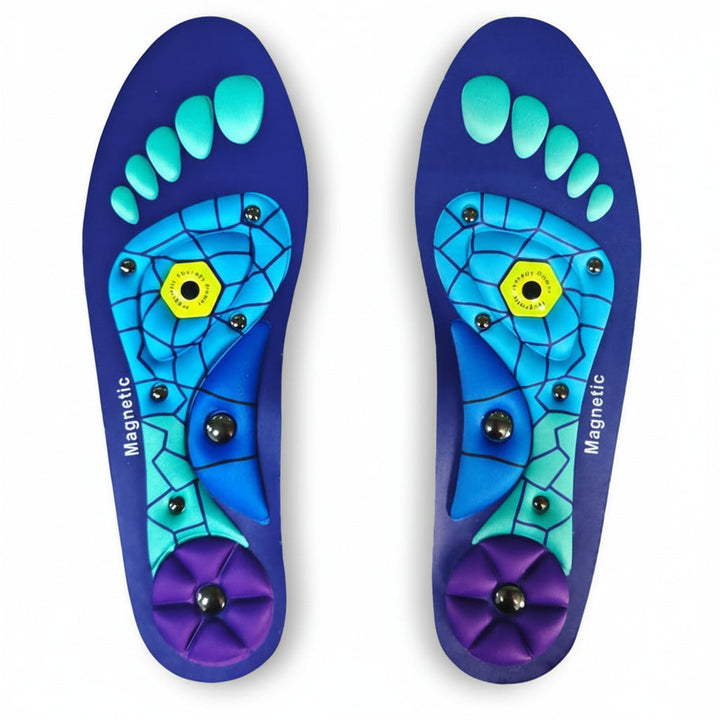 Plantillas magnéticas de acupresión unisex para alivio del dolor de pies y soporte de arco, ideales para caminar.