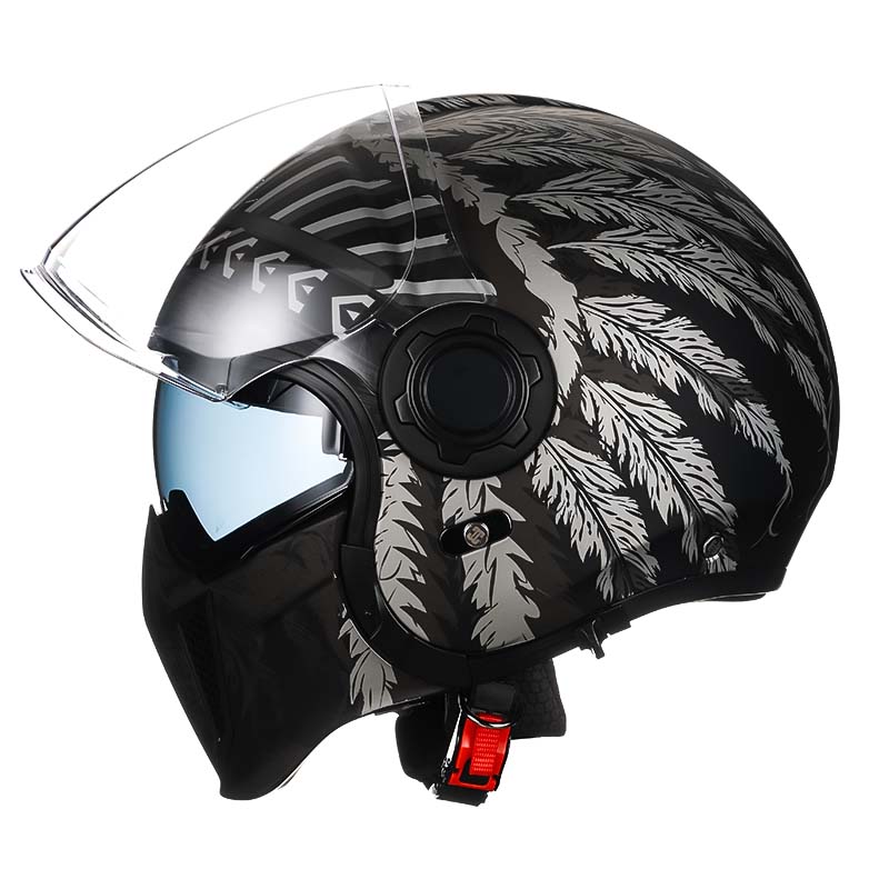 Casco para moto con doble visor y mentonera desmontable, ideal para cualquier tipo de viaje.