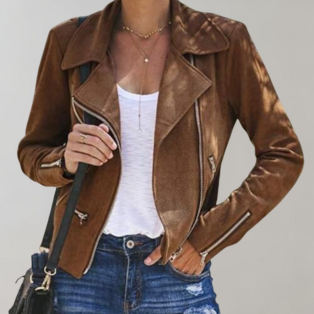 Chaqueta asimétrica femenina, diseño sofisticado para un look moderno.