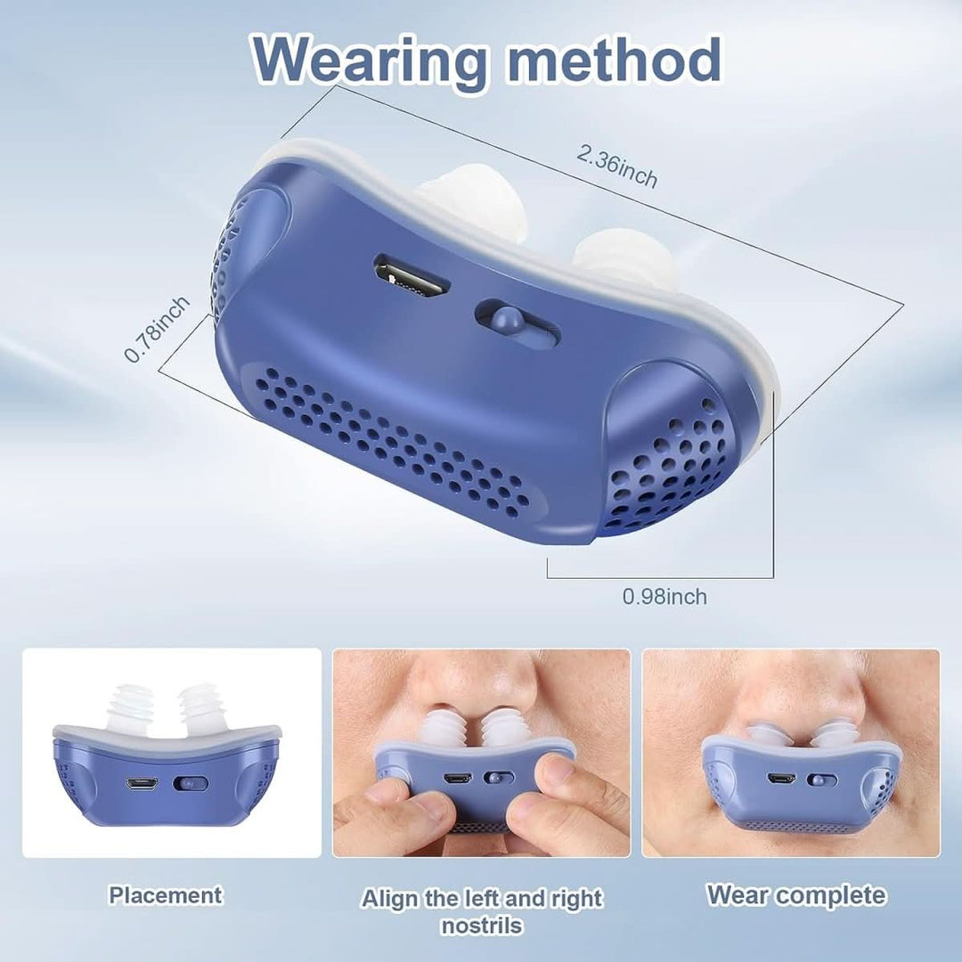 CPAP portátil y silencioso sin máscara. Promueve una respiración fluida y un sueño profundo.