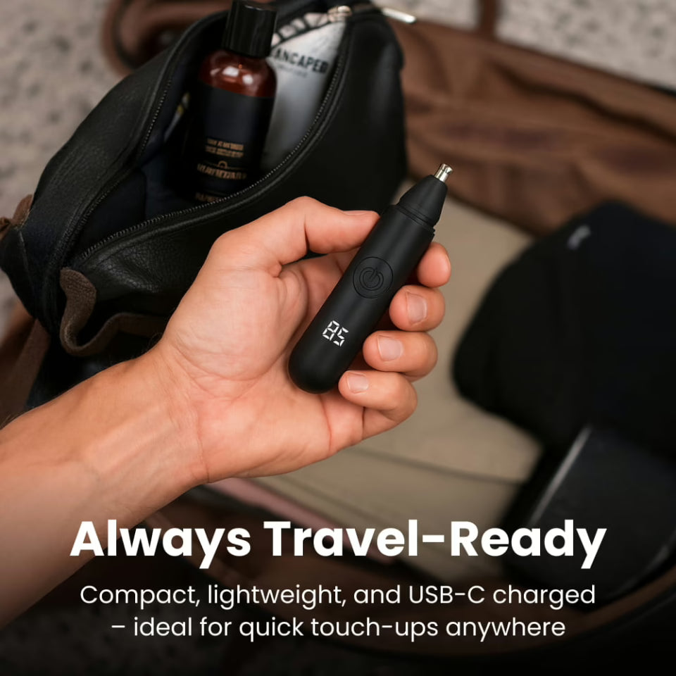 Recortador de vello nasal y oído para hombres. Discreto, silencioso y eficaz con batería USB-C.