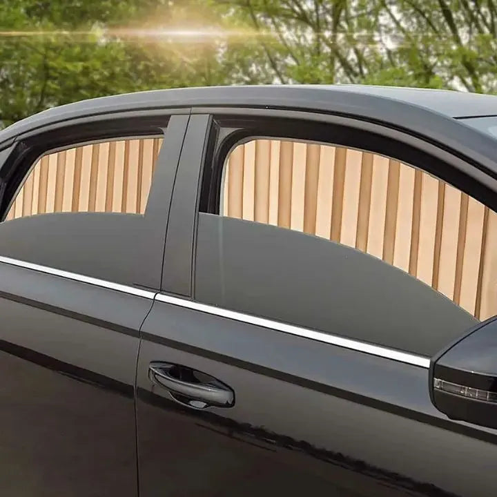Parasol magnético en la ventana del coche. Máxima protección UV y privacidad para pasajeros.