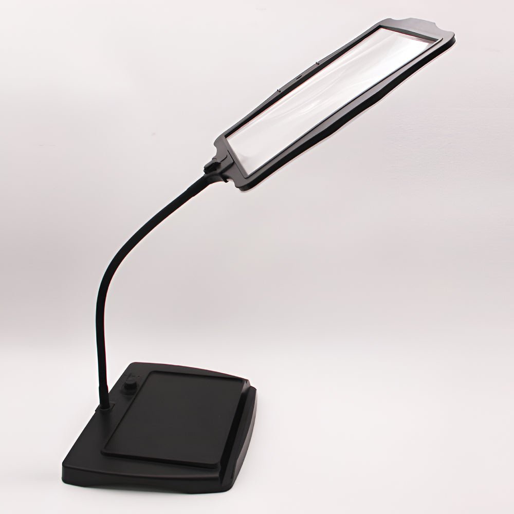 Lámpara de pie con lupa 3X y luz LED, ideal para lectura, manualidades y hobbies con aumento y manos libres.