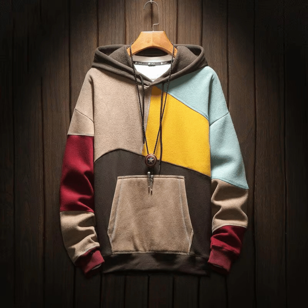 Sudadera azul con cremallera y capucha para hombre, ideal para un estilo casual y comodidad en entretiempo.