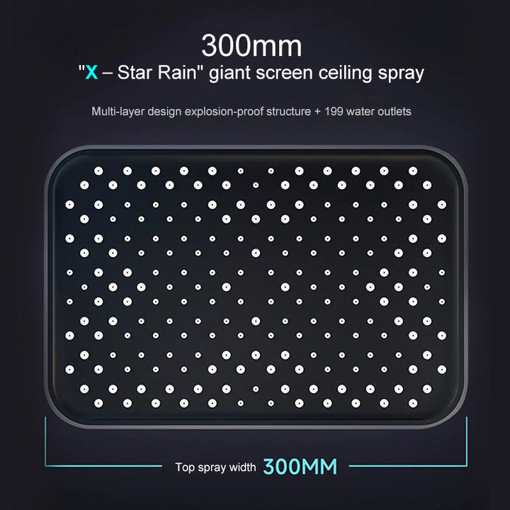 Accesorios de baño: ducha termostática con pantalla LED. Ajuste automático de la temperatura del agua.