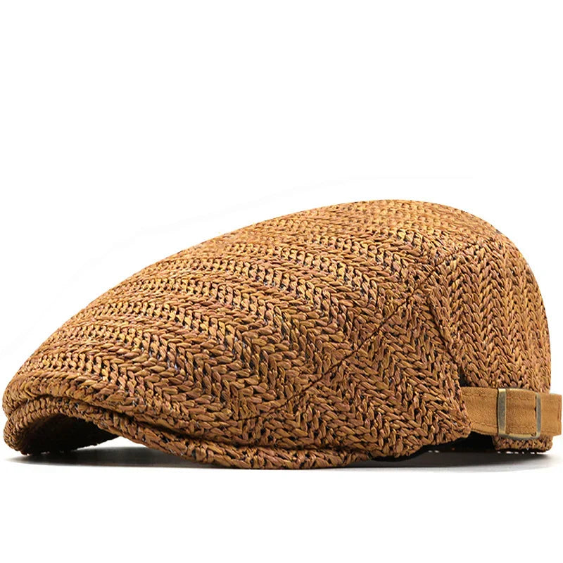 Gorra de paja unisex ajustable, ideal para verano y protección solar en playa o vacaciones.