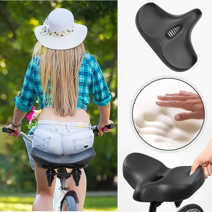 Sillín de bicicleta ergonómico para hombre y mujer, confort superior en rutas largas de ciclismo.
