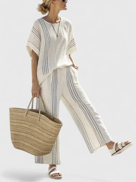 Ropa femenina elegante: conjunto de dos piezas casual para mujer, versátil para cualquier ocasión de verano.