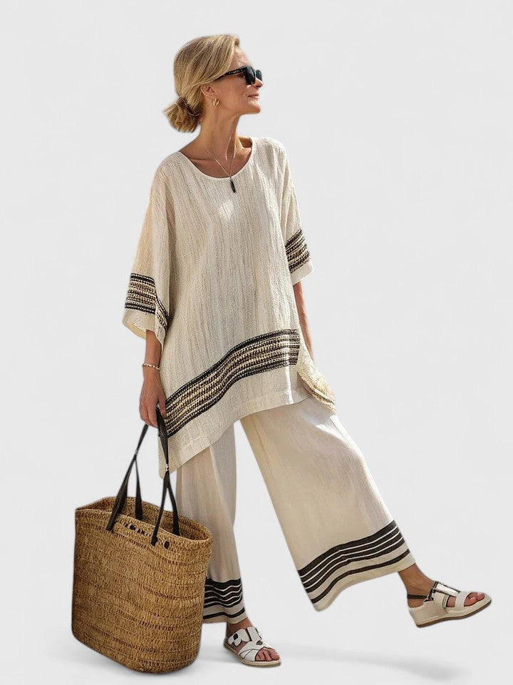 Conjunto cómodo de dos piezas para mujer, estilo diario veraniego, elegante y casual a la vez.