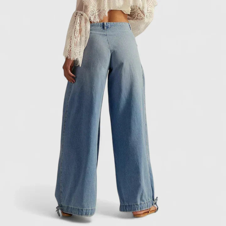 Pantalón ancho de mujer cómodo y transpirable para verano y primavera, con diseño bohemio y elegante.