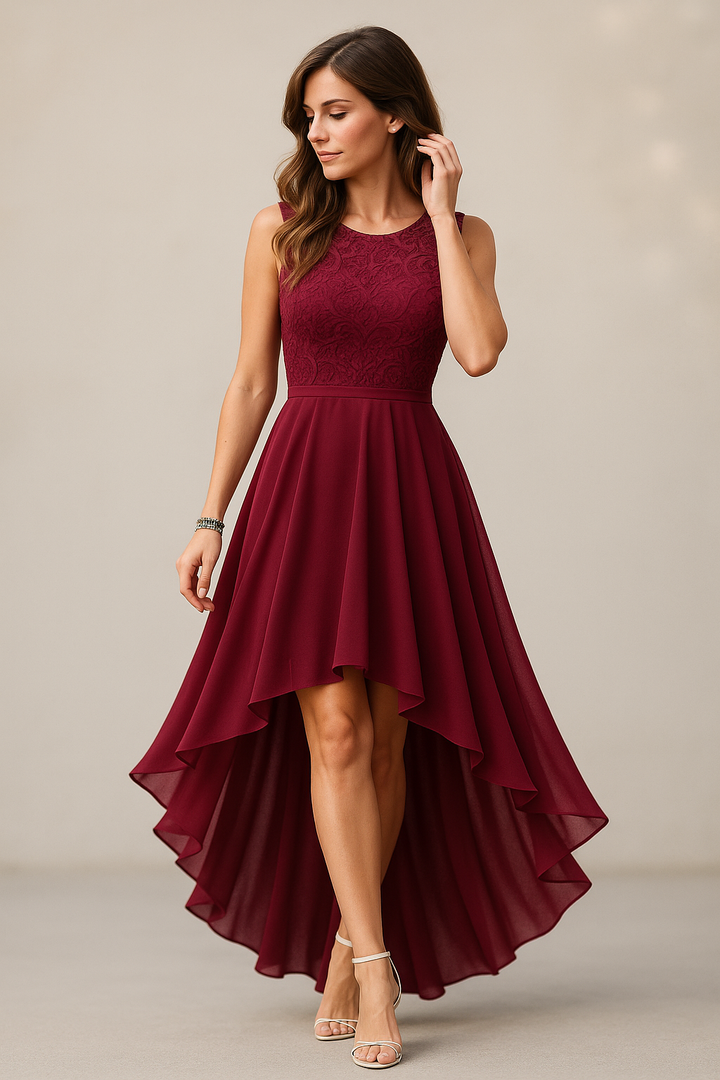 Vestido asimétrico MARILLA de mujer, diseño chic para ocasiones especiales, fiesta y verano.