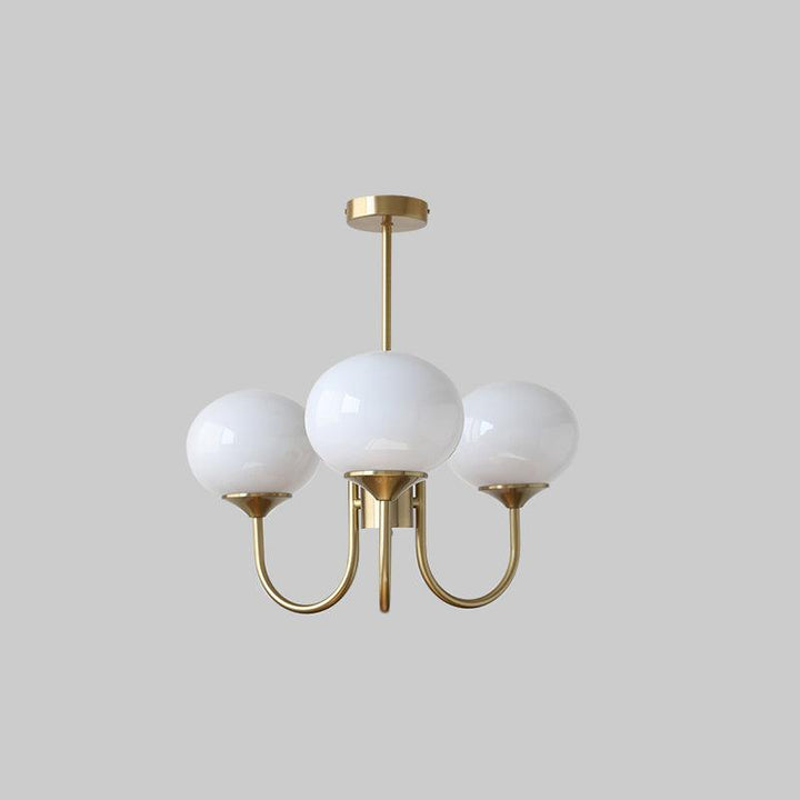 Lámpara colgante moderna Alora Marshmallow, oro y cristal rosa, para cualquier habitación.