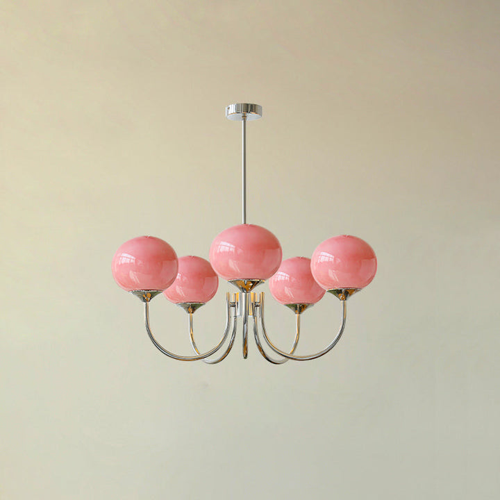 Araña Alora Marshmallow, iluminación de vanguardia en rosa y dorado para tu techo.