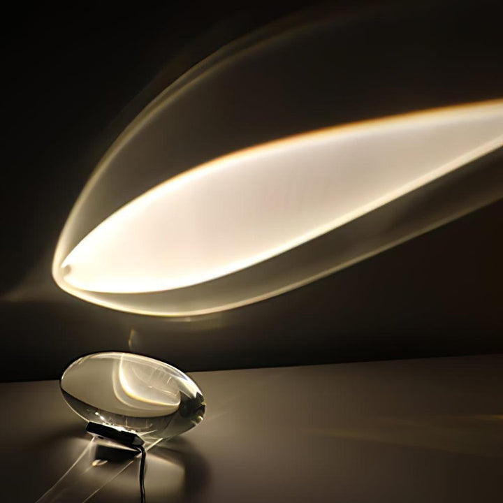 Proyector de luz para ambiente relajante. Lámpara de mesa LED de cristal con efecto ojo.
