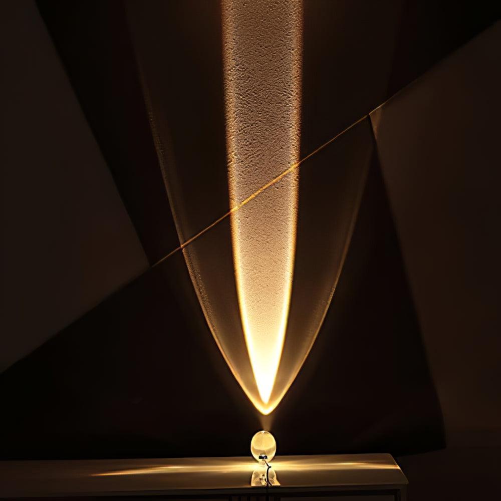Lámpara de mesa proyector LED de cristal, efecto ojo atardecer. Luz ambiental para dormitorio.