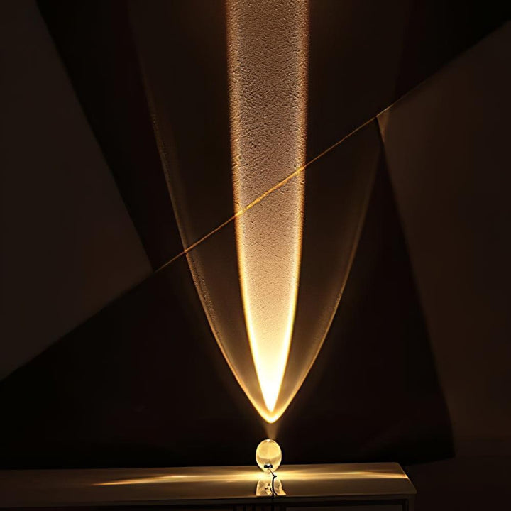 Lámpara de mesa proyector LED de cristal, efecto ojo atardecer. Luz ambiental para dormitorio.