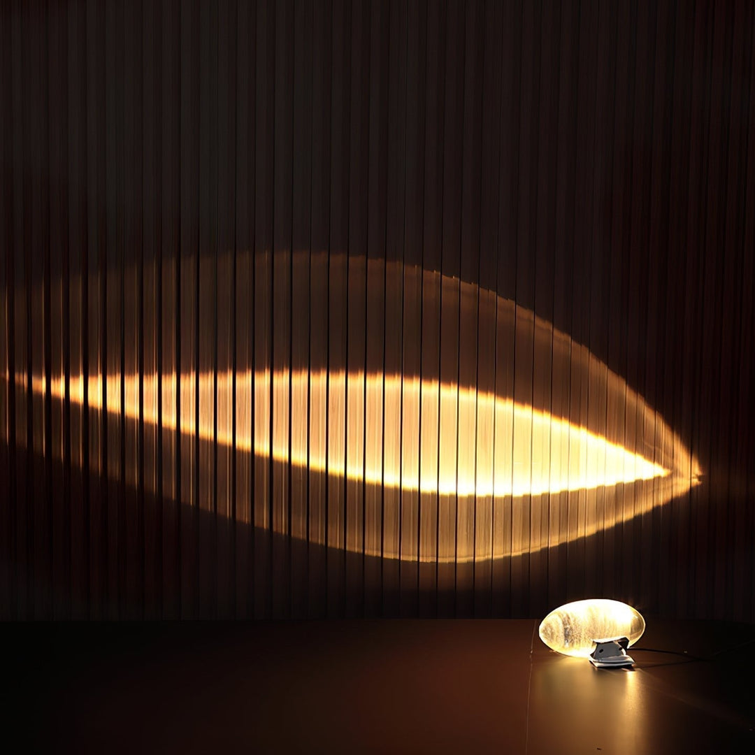 Luz de ambiente LED esférica con efecto ojo de atardecer. Proyector moderno para mesita de noche.