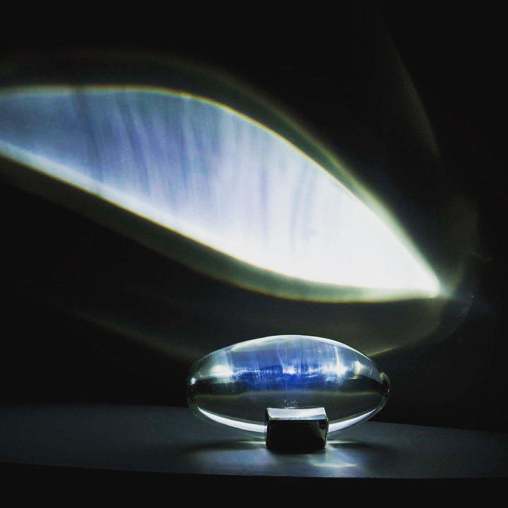 Luz LED decorativa: lámpara de mesa esférica con proyector efecto ojo de atardecer.