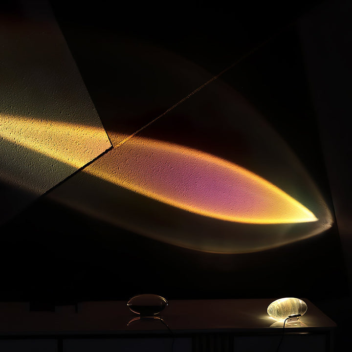Lámpara de mesa de cristal, proyector de efecto ojo. Luz LED para ambiente moderno y relajante.