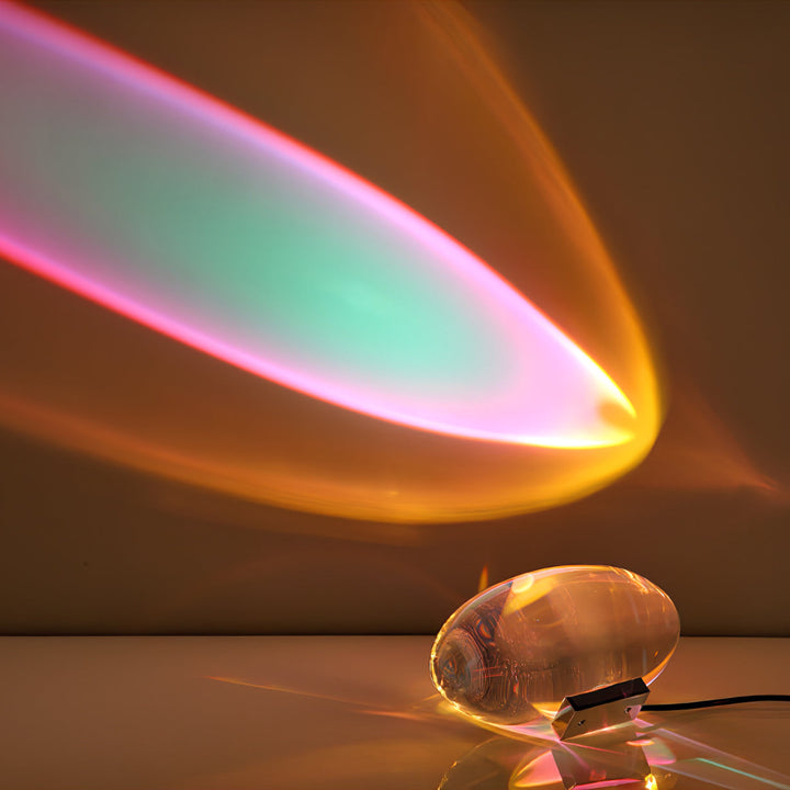 Iluminación LED de diseño moderno: lámpara de mesa esférica con proyector efecto ojo.